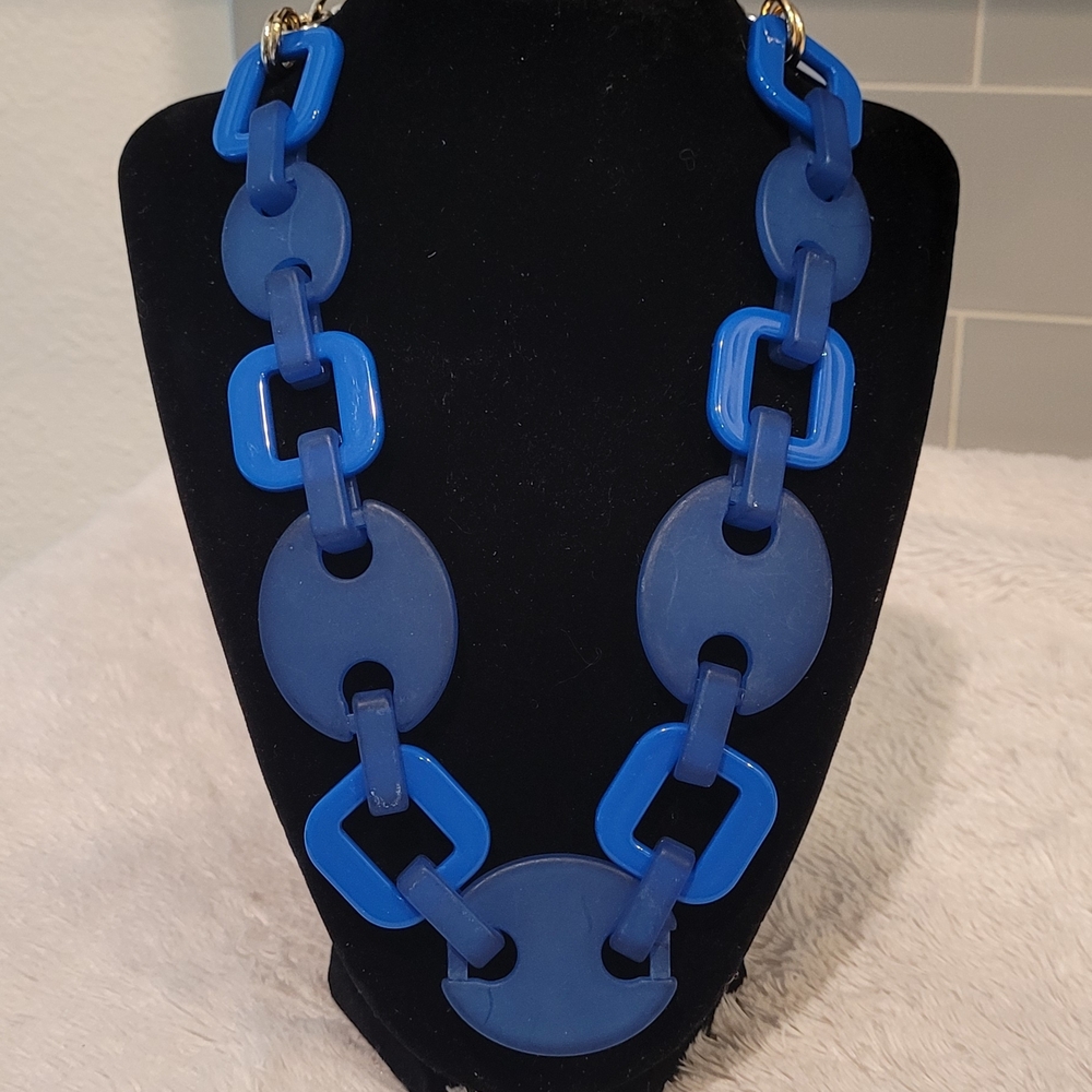 Bold Blue Link Statement Necklace - Women's Jewelry